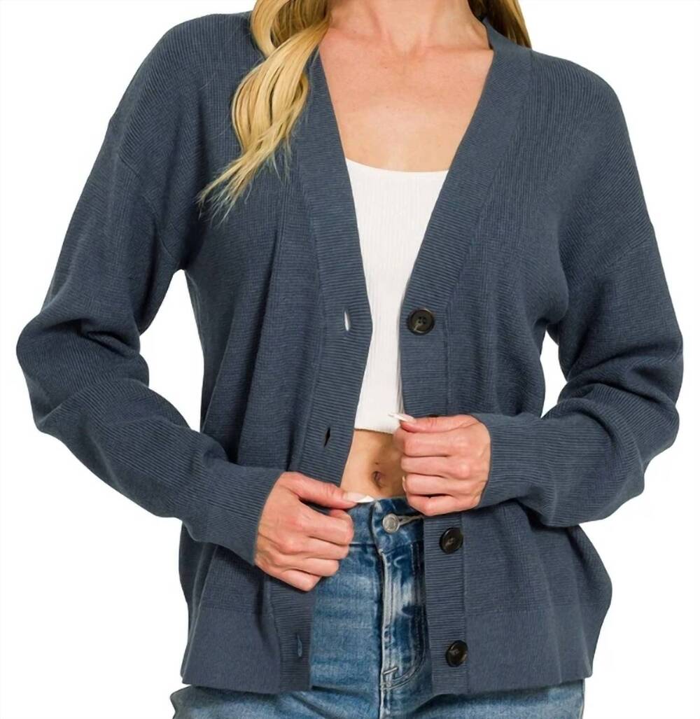 NEW ZENANA viscose sweater cardigan in midnight navy